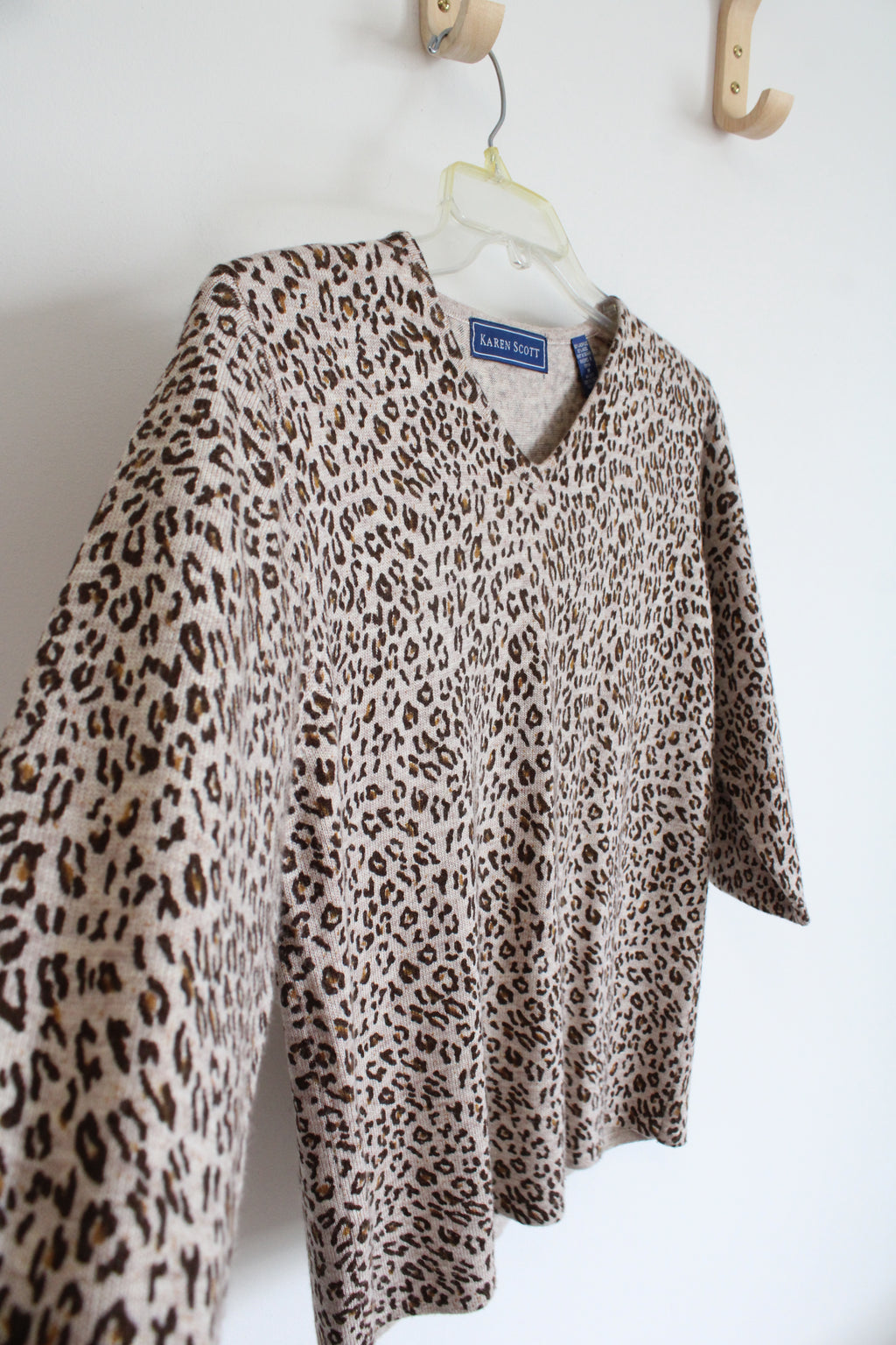 Karen Scott Brown Leopard Print Lightweight Sweater Top | M