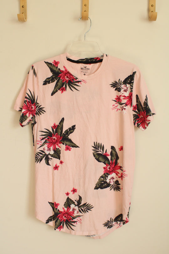 Hollister Pink Tropical Floral Print T-Shirt | M