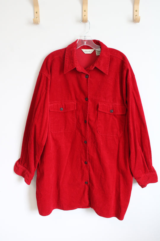 Eddie Bauer Red Corduroy Button Down Jacket | L