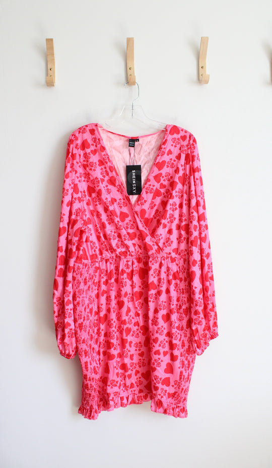 NEW Shein SXY Red & Pink Heart Ruched Dress | 4XL