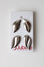 Silver Large Statement Leaf Earrings