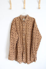 Eddie Bauer Beige Corduroy with Print Long-Sleeve Button Down Shirt | XL