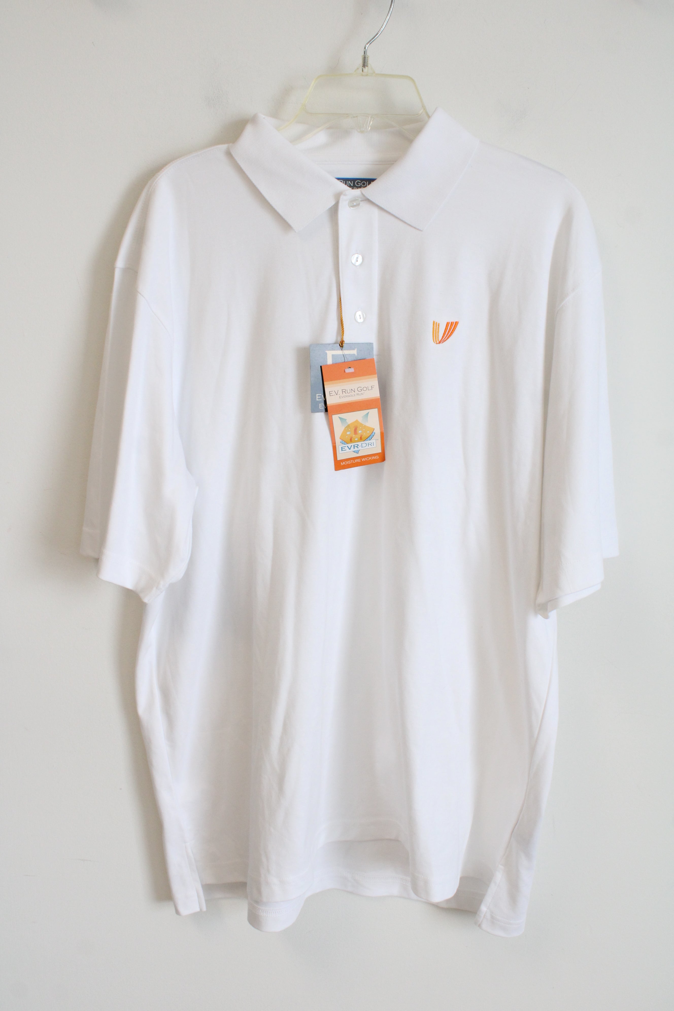 NEW E.V. Run Golf Eversole Run White Polo Shirt | L