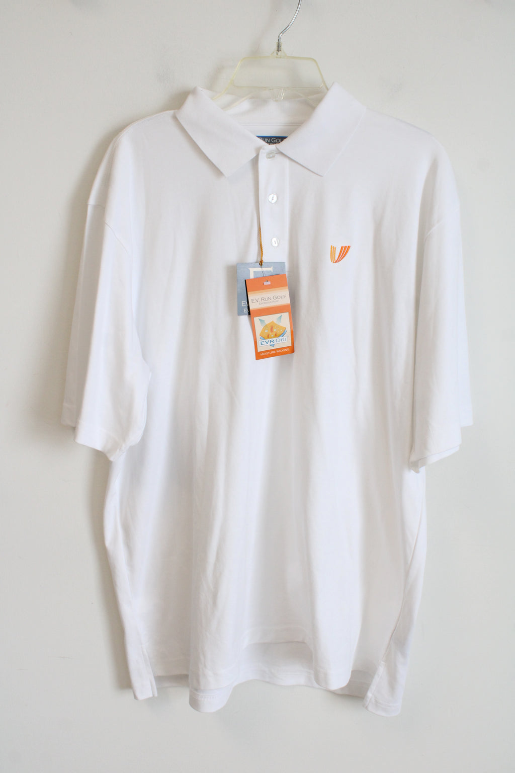 NEW E.V. Run Golf Eversole Run White Polo Shirt | L