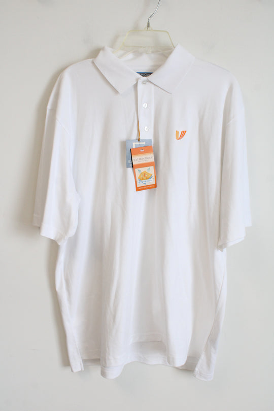 NEW E.V. Run Golf Eversole Run White Polo Shirt | L