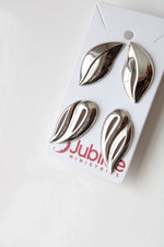 Silver Large Statement Leaf Earrings