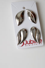 Silver Large Statement Leaf Earrings