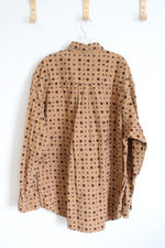 Eddie Bauer Beige Corduroy with Print Long-Sleeve Button Down Shirt | XL