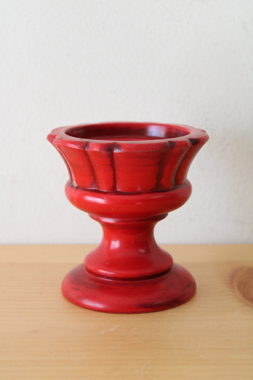 1W Red Ceramic Made In Japan Pillar Candle Holder