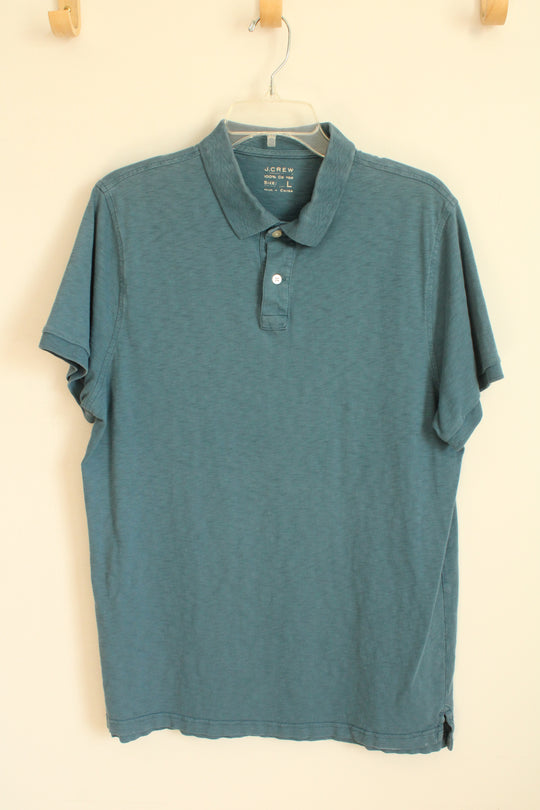 J. Crew Blue Short Sleeve Polo Shirt | L