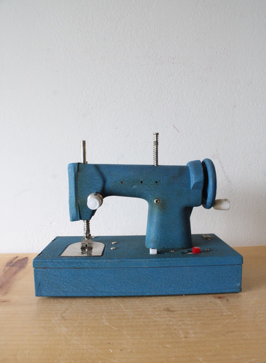 Vintage Blue Small Battery Operated Sewing Machine