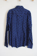 Wrangler 20X Blue & Black Patterned Button Down Shirt | XL
