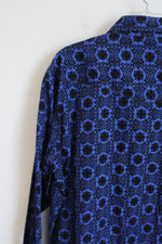 Wrangler 20X Blue & Black Patterned Button Down Shirt | XL