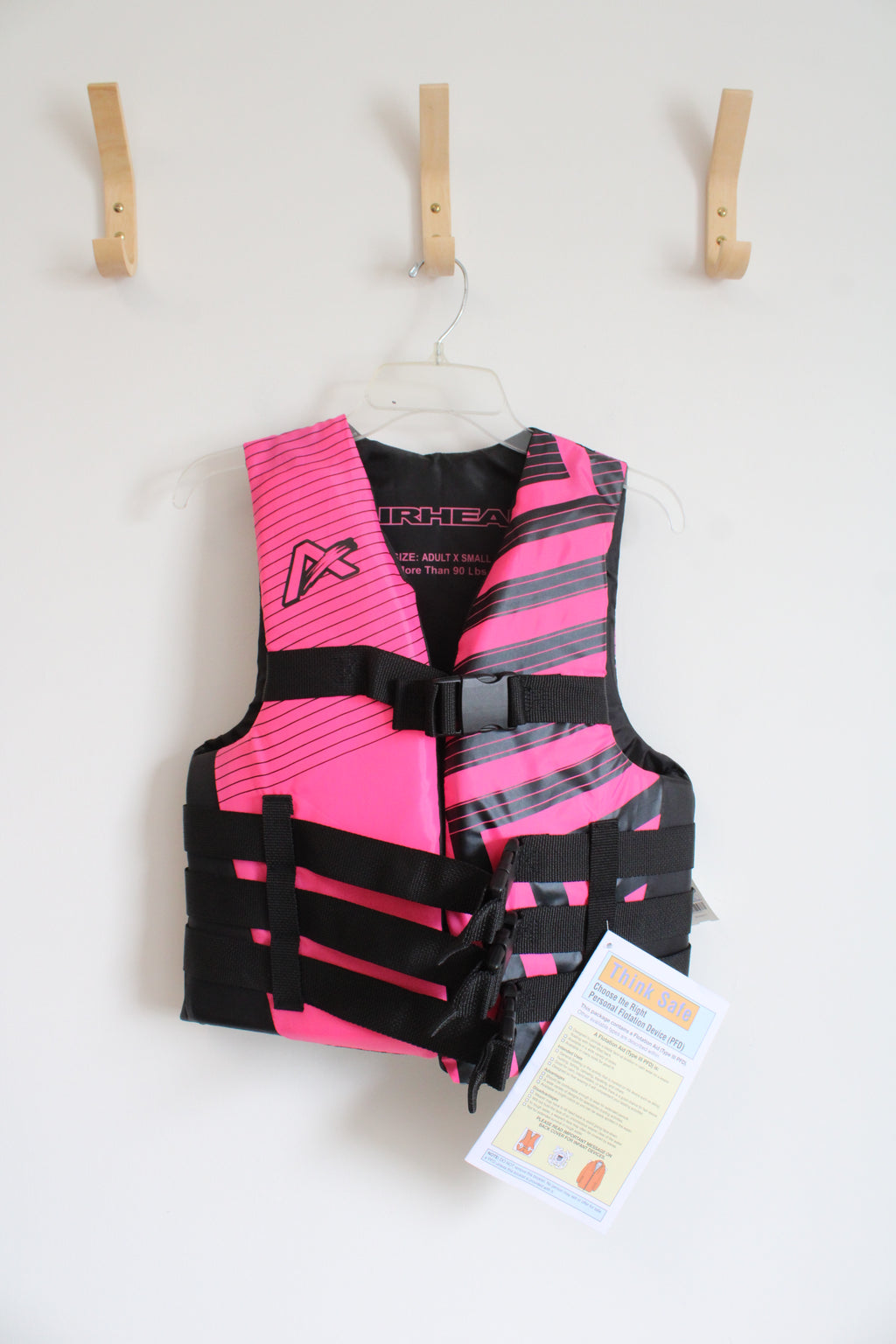 NEW Airhead Black & Pink Striped Life Vest | XS