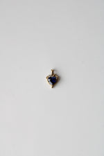 Blue Sapphire Heart Yellow 10K Gold Necklace Pendant
