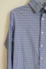 Blue Red & White Plaid Button Down Shirt | M