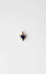 Blue Sapphire Heart Yellow 10K Gold Necklace Pendant