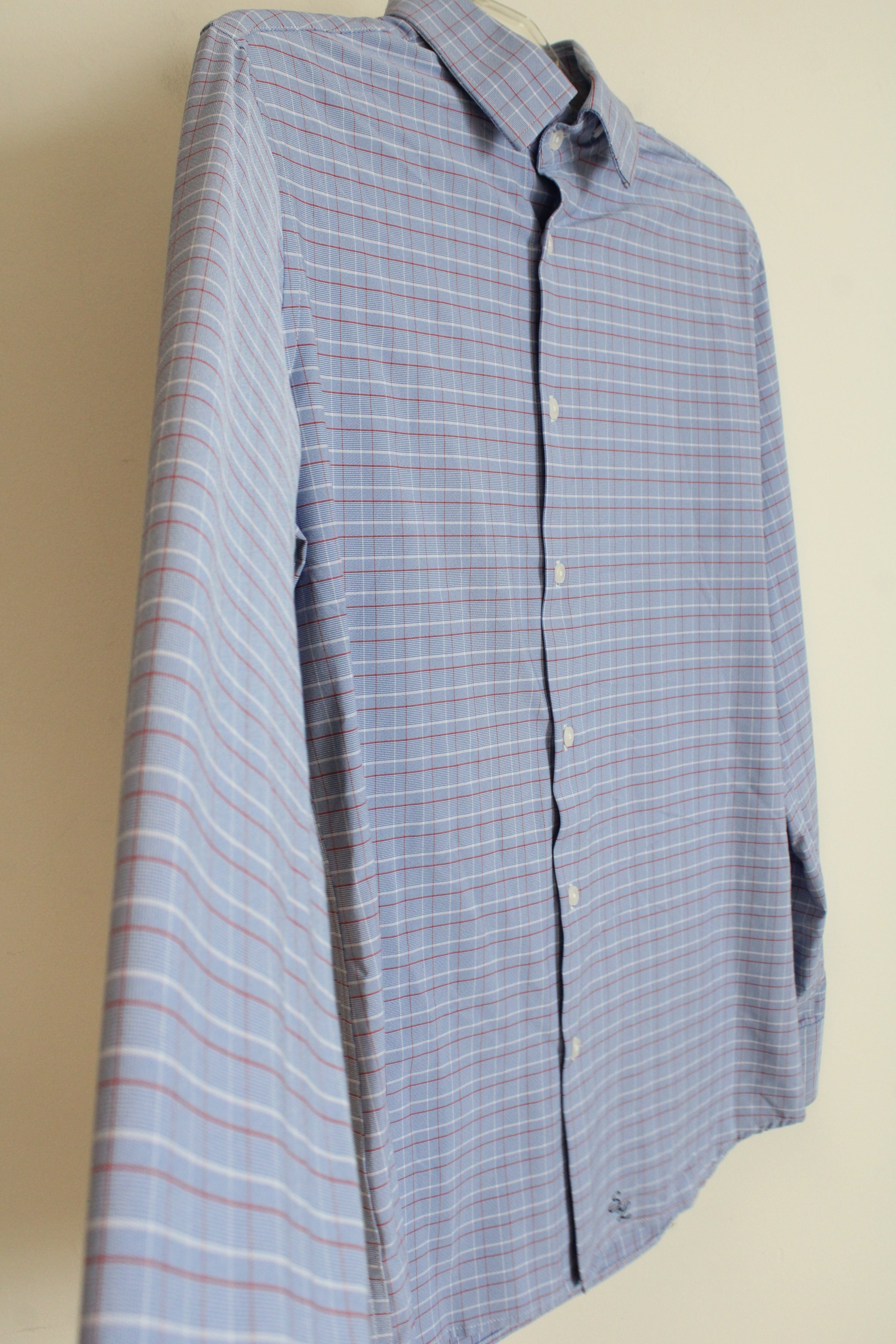 Blue Red & White Plaid Button Down Shirt | M