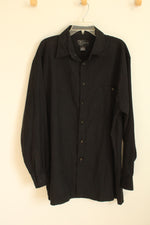 Trust USA Black Super Soft Long Sleeve Button Down Shirt with Decorative Buttons | XL