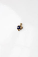 Blue Sapphire Heart Yellow 10K Gold Necklace Pendant