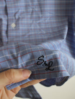 Blue Red & White Plaid Button Down Shirt | M