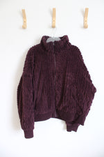 American Eagle Maroon Full Zip Sherpa Coat | L