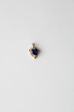 Blue Sapphire Heart Yellow 10K Gold Necklace Pendant