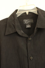 Trust USA Black Super Soft Long Sleeve Button Down Shirt with Decorative Buttons | XL