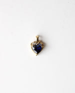 Blue Sapphire Heart Yellow 10K Gold Necklace Pendant