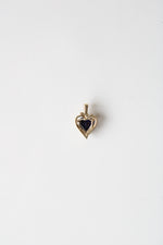 Blue Sapphire Heart Yellow 10K Gold Necklace Pendant