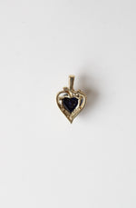 Blue Sapphire Heart Yellow 10K Gold Necklace Pendant