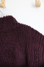 American Eagle Maroon Full Zip Sherpa Coat | L
