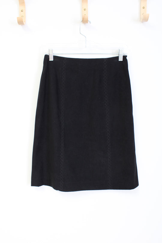 Talbots Stretch Black Embroidered Sueded Skirt | 4 Petite