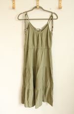 Lucky Brand Sage Green Cotton Muslin Tiered Dress | M