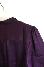 Banana Republic Deep Purple Crinkle Volume-Sleeve Blouse | L Petite