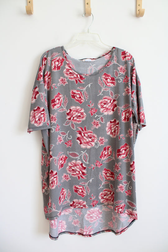 NEW LuLaRoe Irma Black & White Striped Pink Floral Top | XL