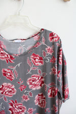 NEW LuLaRoe Irma Black & White Striped Pink Floral Top | XL