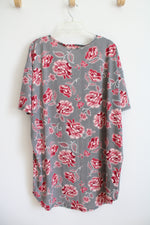 NEW LuLaRoe Irma Black & White Striped Pink Floral Top | XL