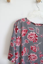 NEW LuLaRoe Irma Black & White Striped Pink Floral Top | XL