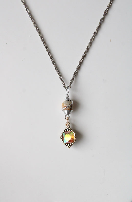 Orange Iridescent Stone Necklace