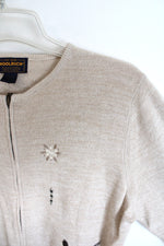 Woolrich Tan Full Zip Up Ski Winter Cardigan Sweater | L