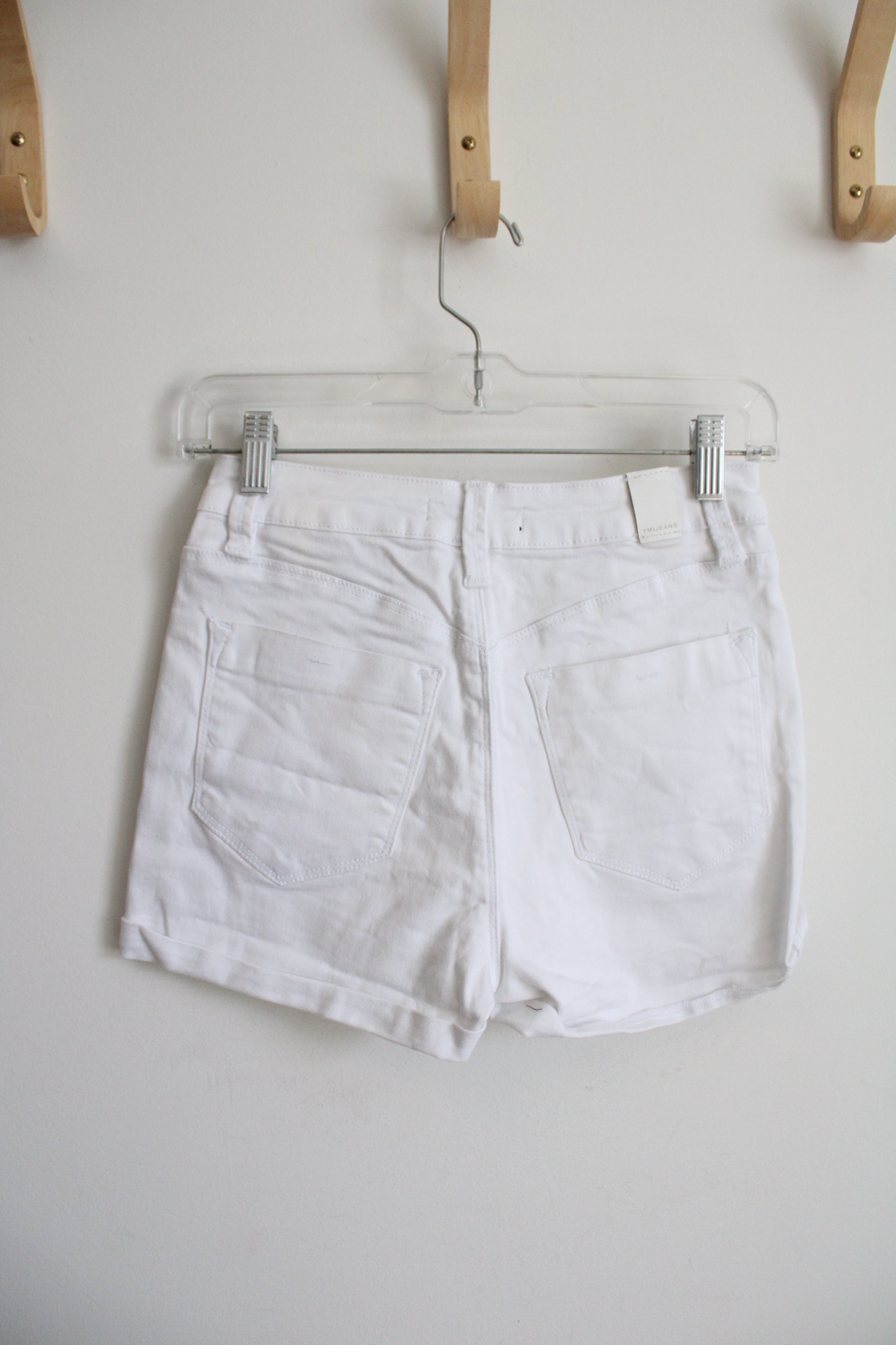 YMI White High Rise Denim Shorts | 5