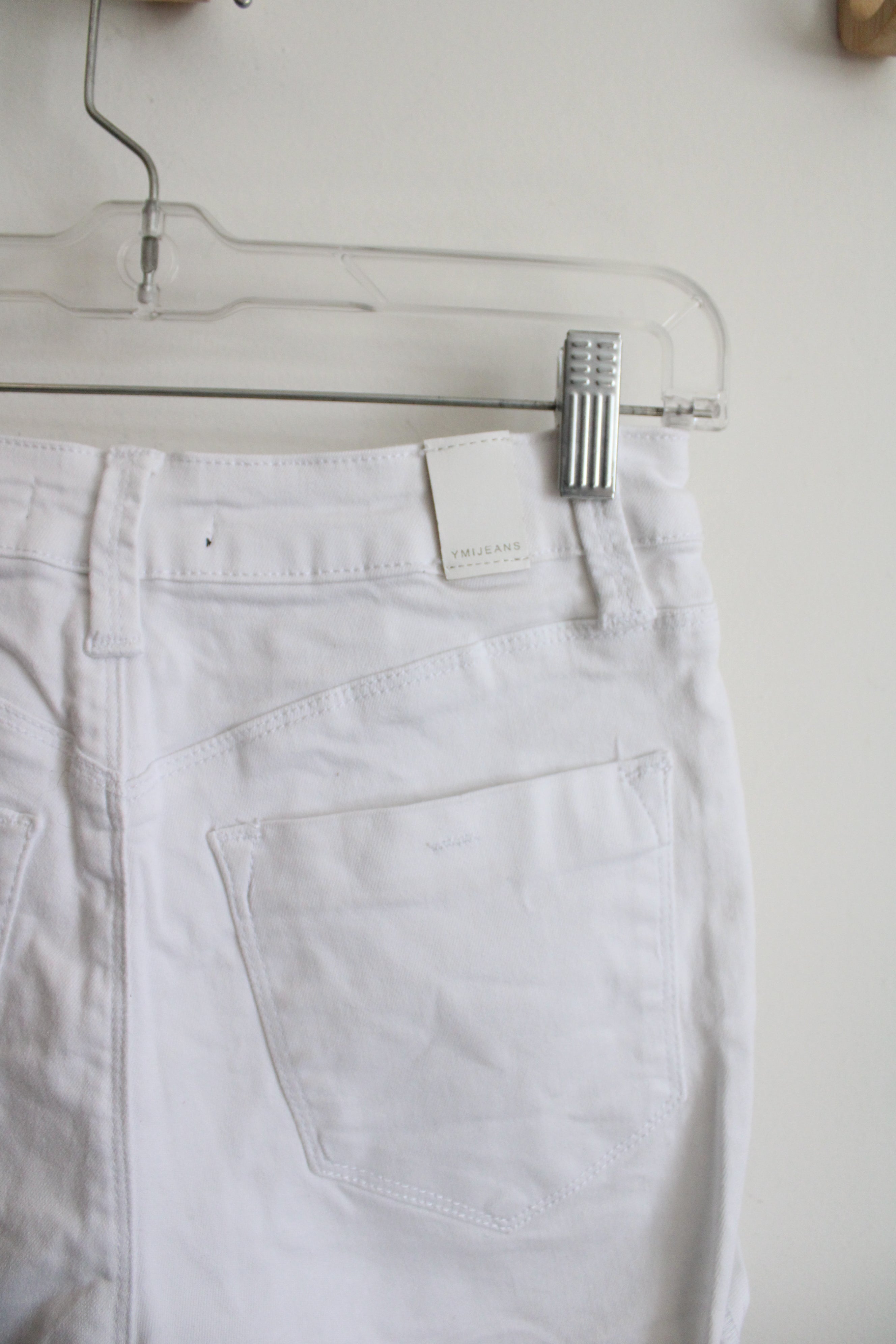 YMI White High Rise Denim Shorts | 5