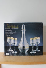 Imperial Crystal Collection Mouth Blown 24kt Gold Trimmed 5-Piece Wine Set
