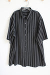 Van Heusen Black Gray Striped Button Down Shirt | 3XLT