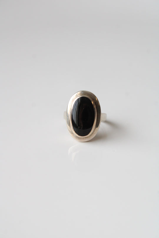 Black Onyx Sterling Silver Ring | Size 7