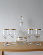 Imperial Crystal Collection Mouth Blown 24kt Gold Trimmed 5-Piece Wine Set