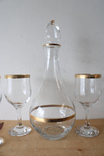 Imperial Crystal Collection Mouth Blown 24kt Gold Trimmed 5-Piece Wine Set