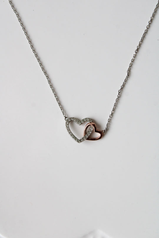 Origami Owl Silver & Rose Gold Heart Necklace
