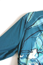 NEW Chicos No Iron Stretch Teal Floral Mandarin Tunic | 3.5 (XL)